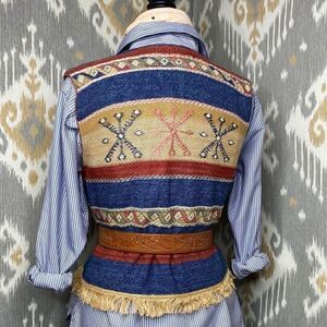 Ralph Lauren Southwest Multi Linen Fringe Vest